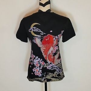 💥 Koi fish Japanese embroidered t shirt S M